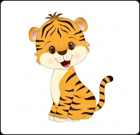 Tiger Clip Art Cute Tiger Zoo Jungle Safari Etsy