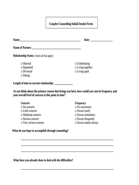 Free 9 Counseling Intake Forms In Pdf Ms Word