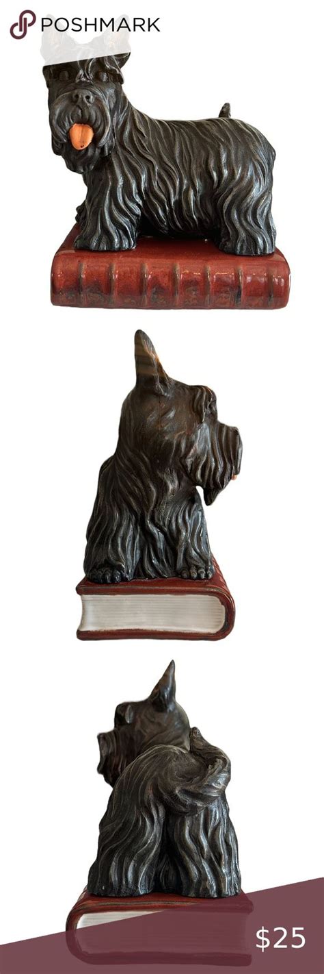 Scottish Terrier Single Bookend Scottie Dog Standing On Book Ceramic