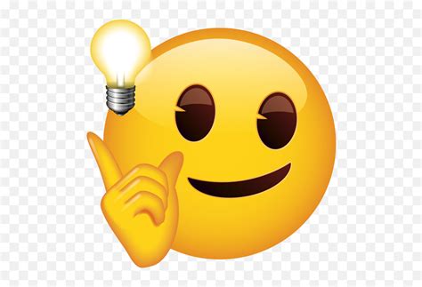Face With Bright Idea Happy Emojilight Bulb Emoji Free Emoji Png