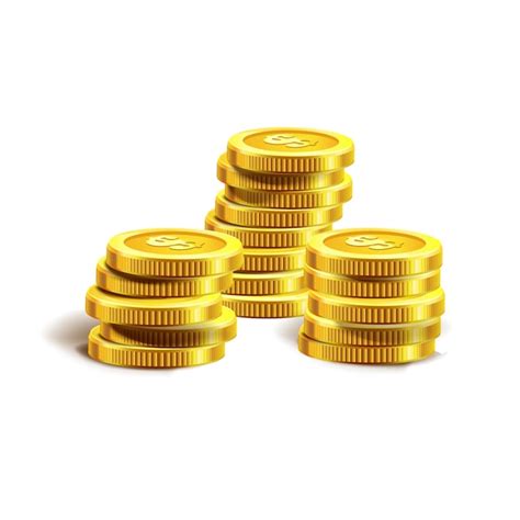 vektorabbildung der goldenen münzen isoliert auf weiß premium vektor