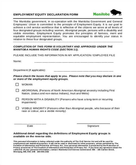 Free 10 Employment Declaration Form Samples In Pdf Ms Word