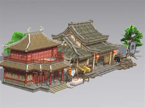 Ancient Chinese Architecture Buildings 3d Model 3ds Max Files Free