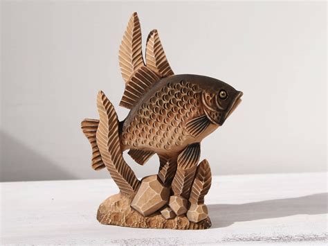 Wooden Fish Figurine Wood Carving T To Fisherman