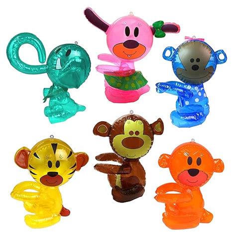 Inflatable Animals Assorted Pack Of 6 Inflatable Zoo Animals For Jungle