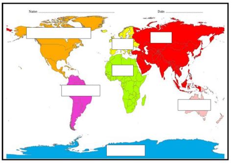 Blank World Map Fill In Label The Seven Continents World Map With Empty