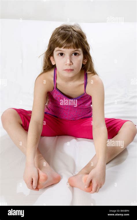 Little Cute Girl Doing Yoga Stock Photo Alamy