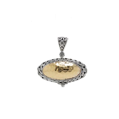 John Hardy Two-Tone Palu Hammered Oval Pendant — Oliver Jewellery