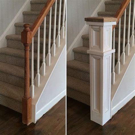 Floor level newel post heights are calculated to place the stair handrail in the center of the top block using the following formula: "it was installed around the existing post. I built the ...