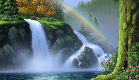Waterfall Painting By Jerry Lofaro Waterfall Fine Art Prints And