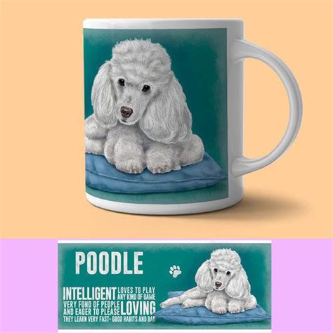 White Poodle Descriptive Mug — Two Woofs White Poodle Poodle Mugs
