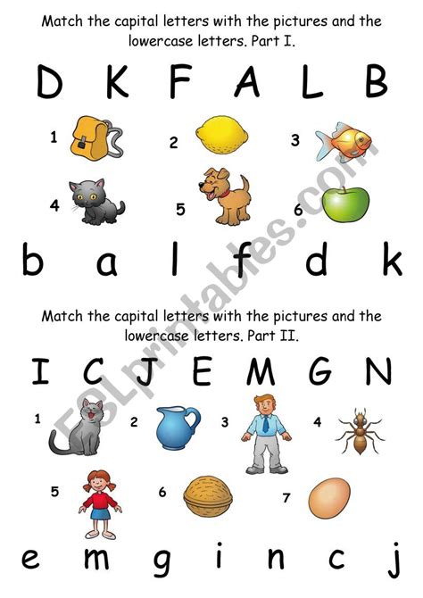 Want a great alphabet page to practice everything. ABC Matching - ESL worksheet by ZhenyaB