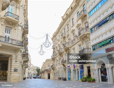 Nizami Street In The Center Of Baku Azerbaijan Large Pedestrian And
