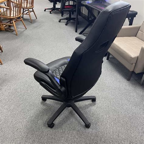 New Blue And Black Gaming Chair Flip Up Arms Office Furniture