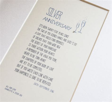 Personalised Silver Wedding Anniversary Poem A4 Print In 2021 Wedding