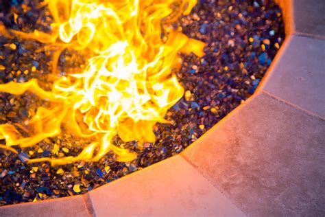 Fire Pit With Blue Glass Crystals Build Outdoor Kitchen Fire Pit