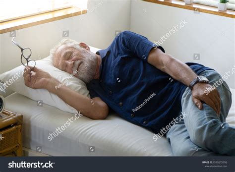 Elderly Sleeping By Lying On Bed Stock Photo 1570275706 Shutterstock