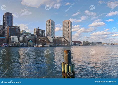 Panorama Of Downtown Boston From Seaport Stock Image Image Of