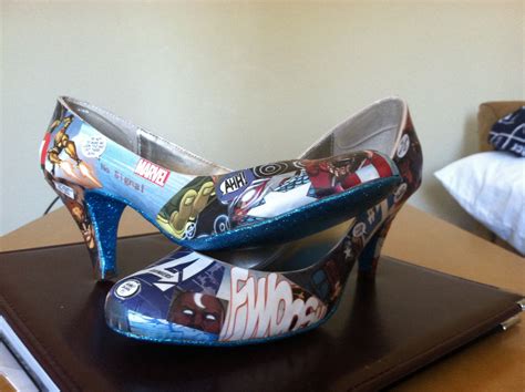 Avengers Comic Book Mod Podge Heels With Glitter Soles By Crystal