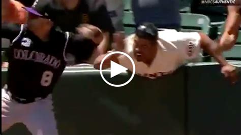 Giants Fan Reaches Over Rail To Grab Arm Of Rockies Player Knbr