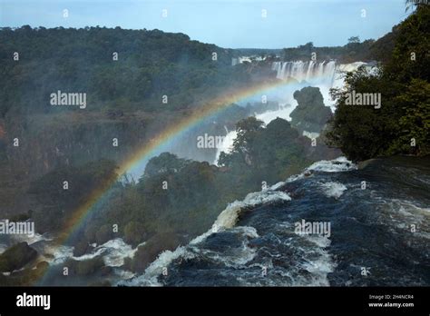 Rainbow And Iguazu Falls Argentina South America Stock Photo Alamy