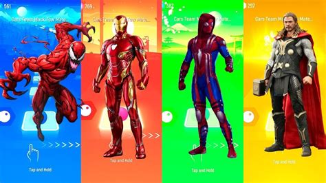 Epic Showdown Carnage Vs Iron Man Vs Spider Man Vs Thor In Tiles Hop