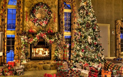 Download Wallpapers 3840x2400 Tree Christmas Presents Fireplace