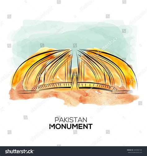 Pakistan Monument Hand Drawn Watercolor Sketch Vector Illustration