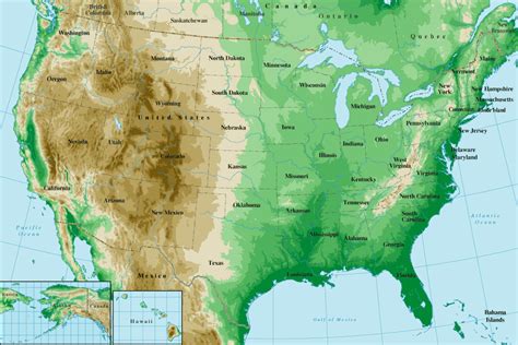 Topical Map Of Usa Topographic Map Of Usa With States