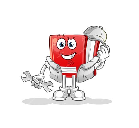 Premium Vector Book Mechanic Cartoon Cartoon Mascot Vector