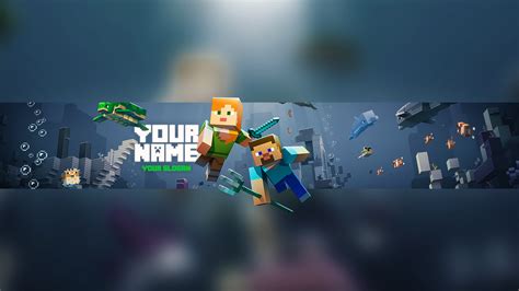 Free Minecraft Aquatic Youtube Banner Template 5ergiveaways