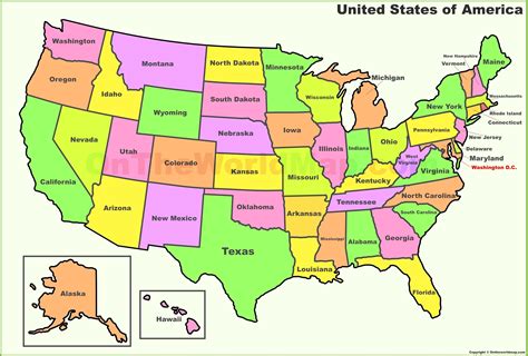 United States With States Labeled Northern State Map World Map States