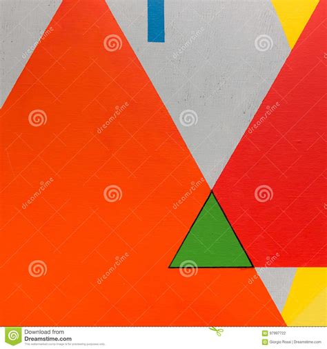 Abstract Painting Art With Geometric Shapes Colorful Triangles Stock