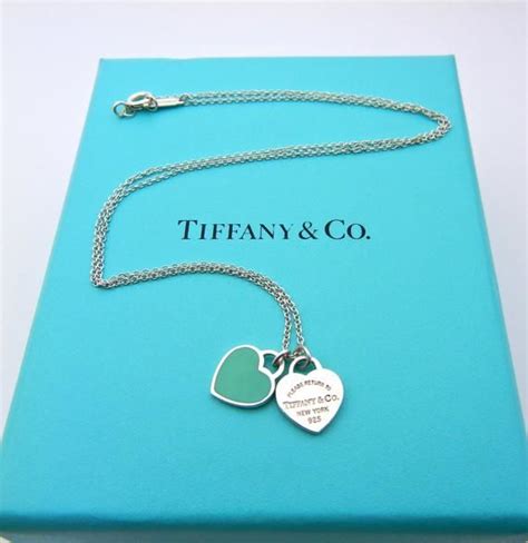 Authentic Tiffany And Co Mini Double Heart Necklace Sterling Silver