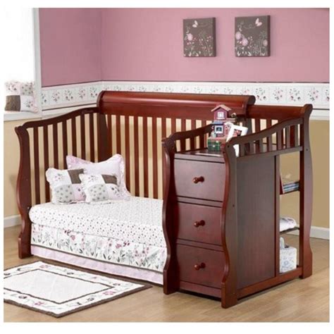 Convertible Baby Crib Changing Table Combo Nursery Furniture 4 In 1 Bed