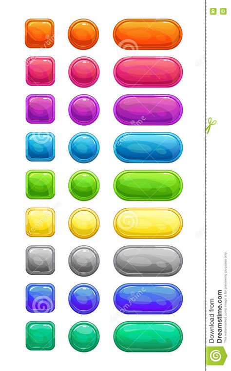 Colorful Glossy Buttons Set Stock Vector Illustration Of Board
