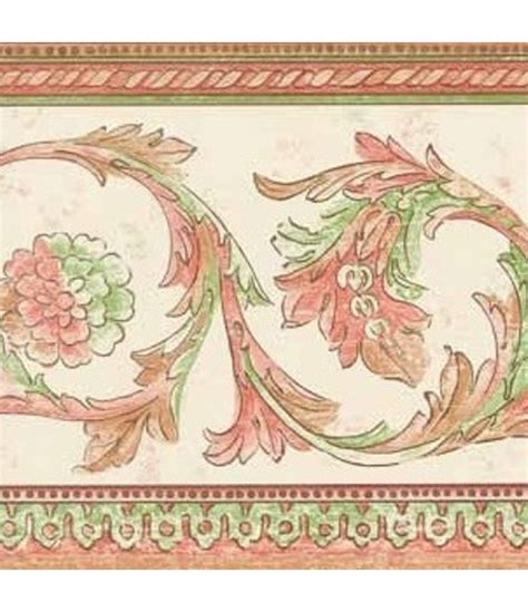 Free Download White Red Green Floral Swirls Wallpaper Border 700x812