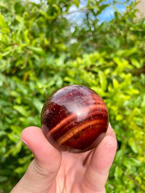 Rare Red Color Tigers Eye Sphere Base Chakra Grounding Motivation By