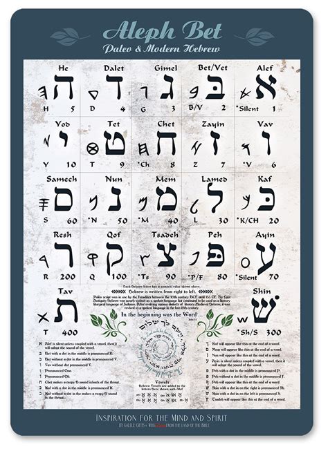 Buy Biblical And Modern Hebrew Laminated Sheet A3 117x165in Modern