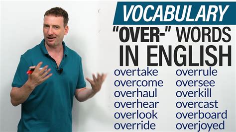 English Vocabulary Learn 15 Words With The Prefix Over Youtube