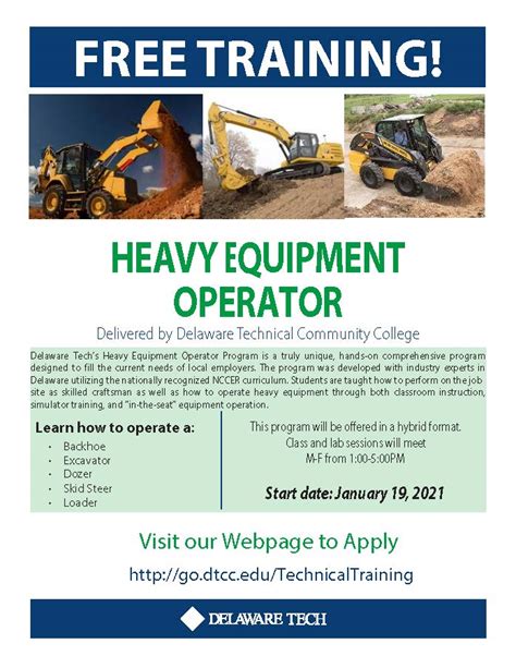 Free Training For Heavy Equipment Operator Delaware Technical