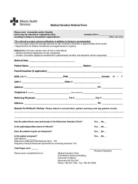 Medical Printable Blank Referral Form Printable Forms Free Online