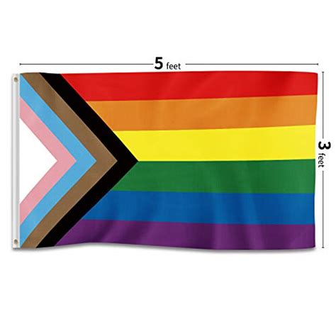 progress pride flag 3x5 ft rainbow banner decorations lesbian gay bi bisexual transgender lgbtq