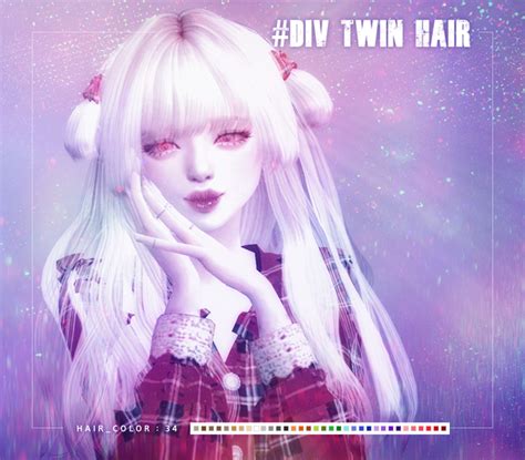 Sims4 Twin Hair Ts4 Div On Patreon Sims 4 Sims 4 Anime The