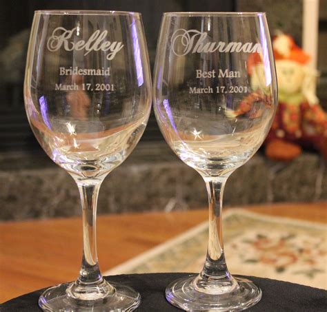 2 Wine Glasses Wedding Party Engraved Personalized Wine Etsy