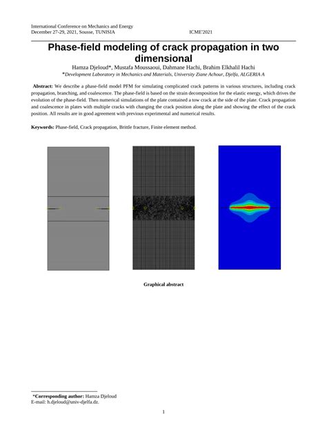 Pdf Phase Field Modeling Of Crack Propagation In Two Dimensional
