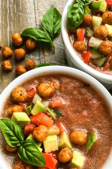 Chilled Gazpacho With Crispy Chickpea Croutons Pesto Margaritas