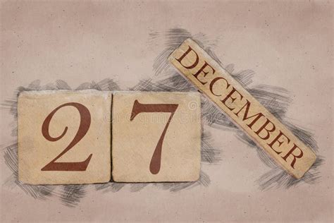 December 27th Day 27 Of Month Handmade Wood Calendar And Alarm Clock