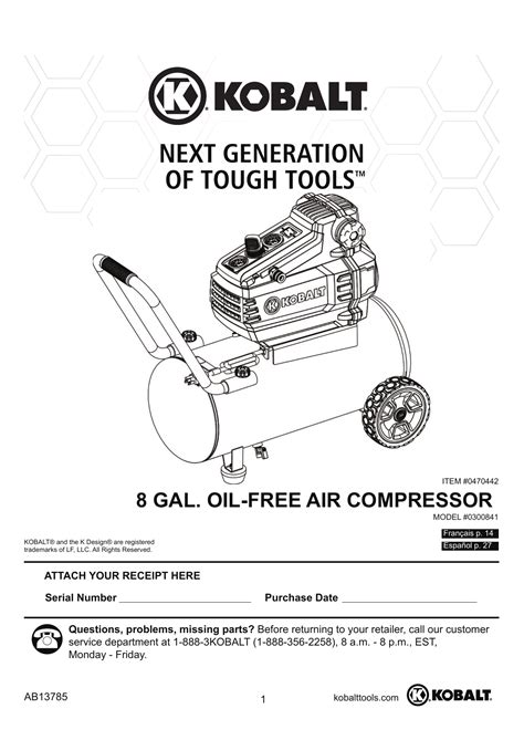 Kobalt Air Compressor Parts Manual