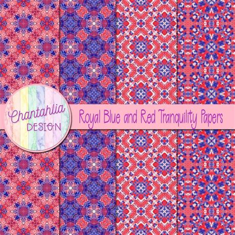 Free Royal Blue And Red Digital Papers With Tranquility Designs